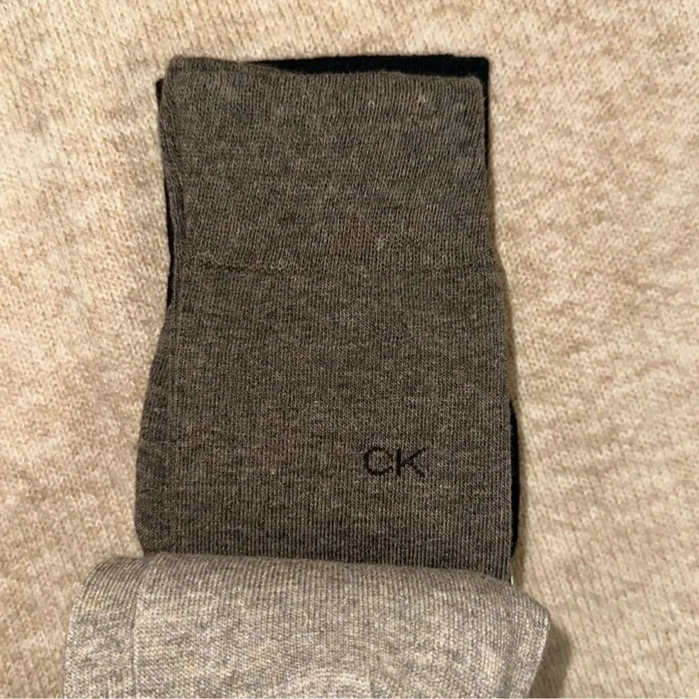 CK Men’s 4 pk Taupe Heather Brown Tan Black Ivory Cotton Blend Dress Crew Socks
